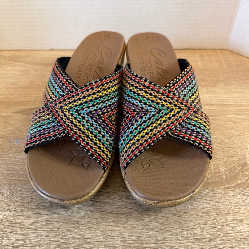 Skechers Cali Beverlee Criss Cross Wedge Sandals – Women’s Size 7M – Rainbow